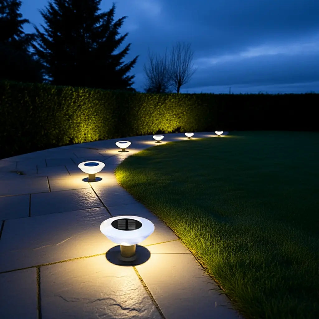 VELNARO Solar Ground Lights – Pack of 4 | 14 LED Waterproof Outdoor Lawn Lamp VELNARO