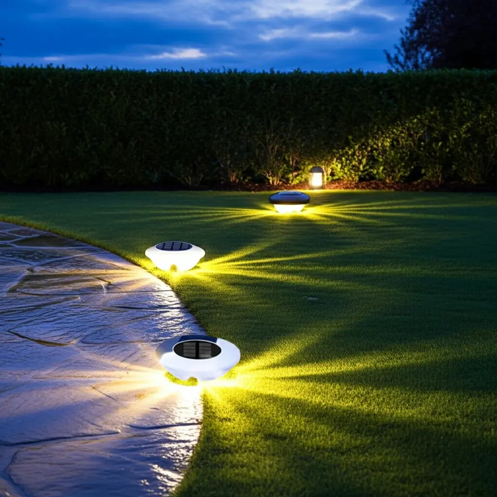 VELNARO Solar Ground Lights – Pack of 4 | 14 LED Waterproof Outdoor Lawn Lamp VELNARO