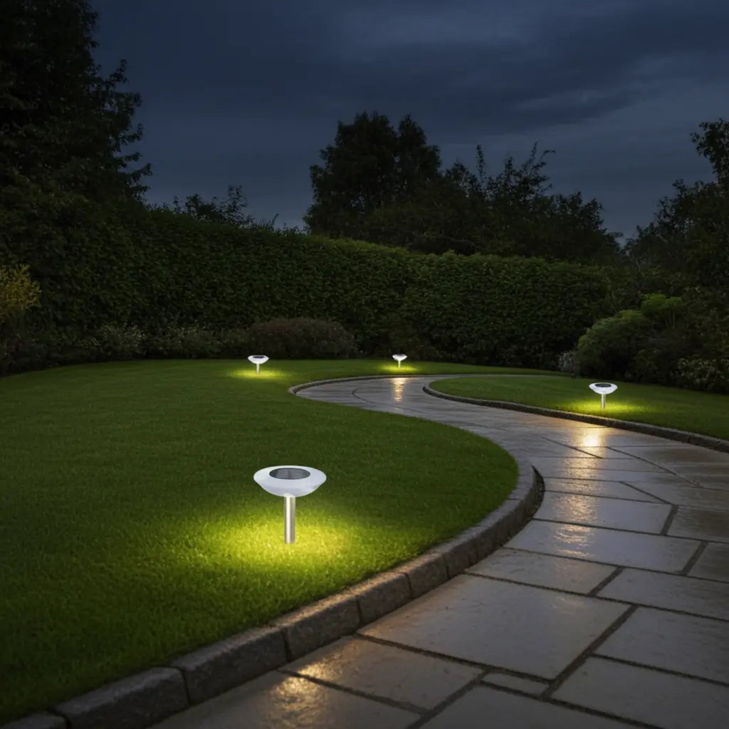 VELNARO Solar Ground Lights – Pack of 4 | 14 LED Waterproof Outdoor Lawn Lamp VELNARO