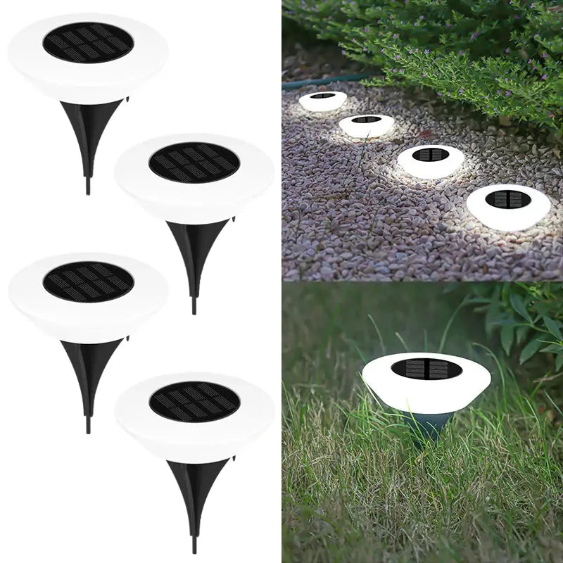 VELNARO Solar Ground Lights – Pack of 4 | 14 LED Waterproof Outdoor Lawn Lamp VELNARO