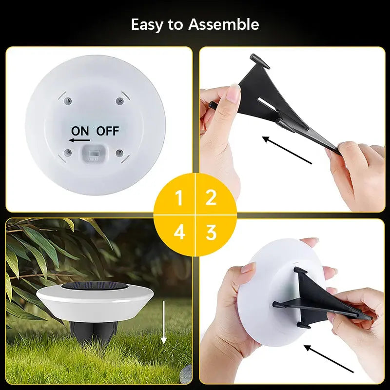 VELNARO Solar Ground Lights – Pack of 4 | 14 LED Waterproof Outdoor Lawn Lamp VELNARO
