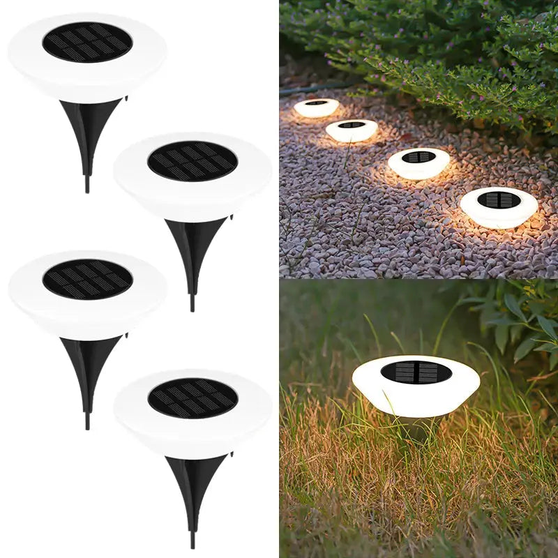 VELNARO Solar Ground Lights – Pack of 4 | 14 LED Waterproof Outdoor Lawn Lamp VELNARO