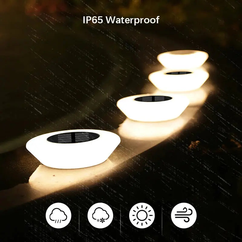 VELNARO Solar Ground Lights – Pack of 4 | 14 LED Waterproof Outdoor Lawn Lamp VELNARO