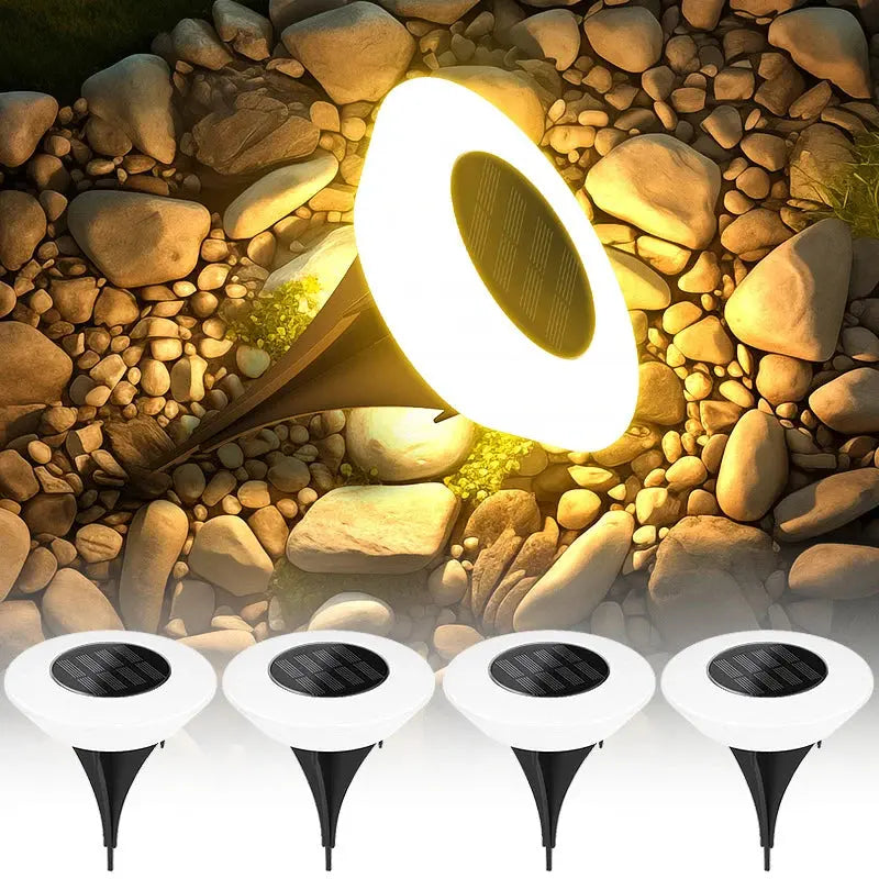 VELNARO Solar Ground Lights – Pack of 4 | 14 LED Waterproof Outdoor Lawn Lamp VELNARO