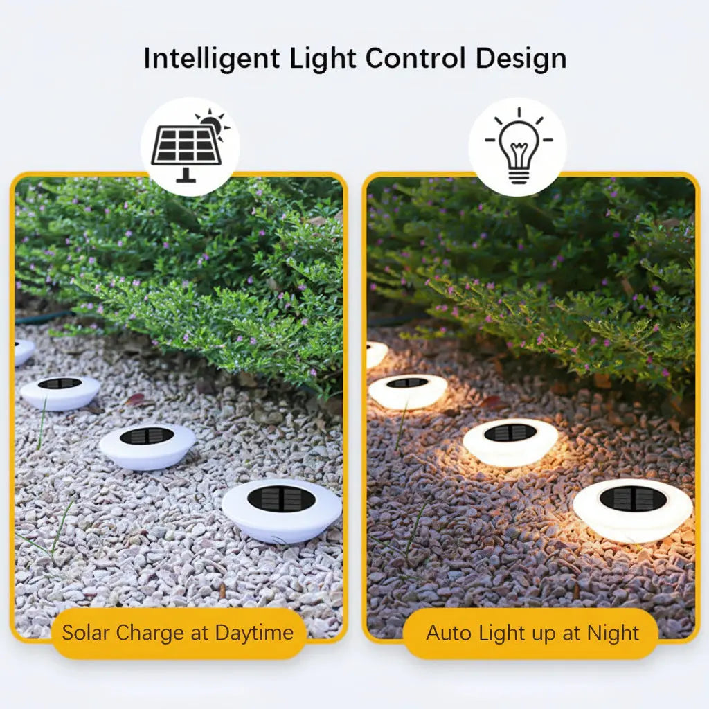 VELNARO Solar Ground Lights – Pack of 4 | 14 LED Waterproof Outdoor Lawn Lamp VELNARO